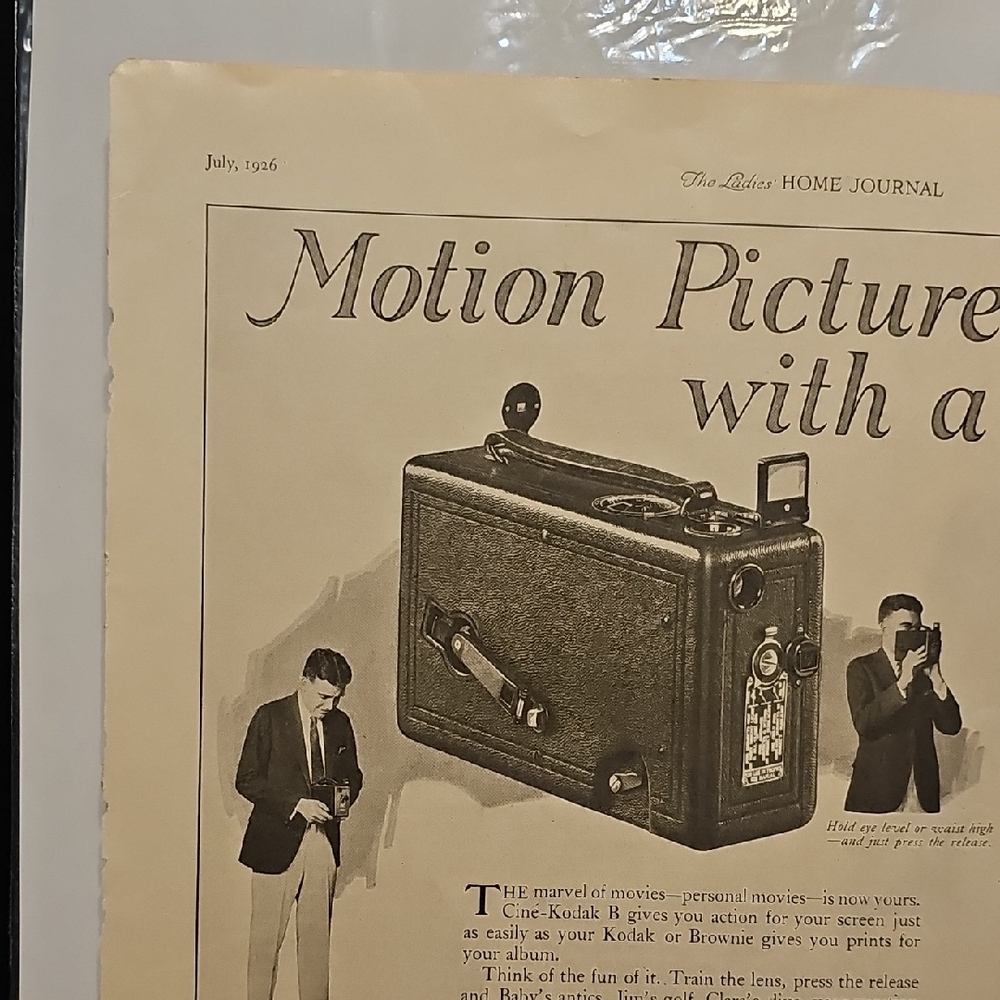 Kodak Motion Picture Camera Advertisement - Black and White - 1926 - Picture 3 of 9